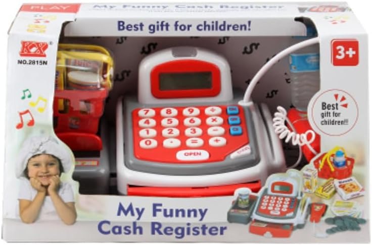 Pretend Play Store Cashier Cash Register Kit With Scanner