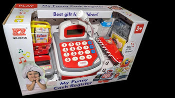 Pretend Play Store Cashier Cash Register Kit With Scanner